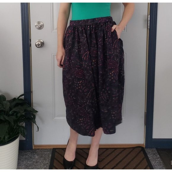 80s Silk and Wool Blend Paisley and Floral Skirt Set - Picture 4 of 7